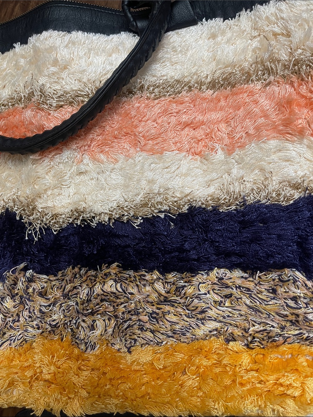 Cleobella Colinas stripe shaggy sparkle furry large Revolve Weekend Bag - Picture 13 of 16